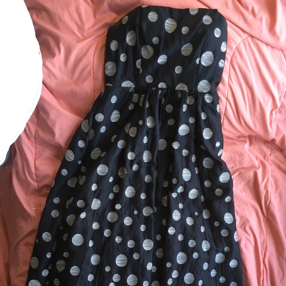 Black And Taupe Polka Dot Prom Dress